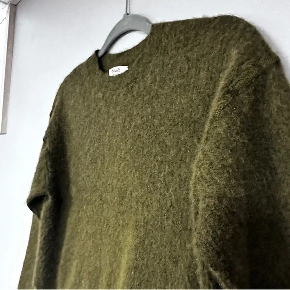 Madewell Cropped Alpaca Blend Deep Olive Green, Super Soft Preppy Sweater, L - Picture 7 of 10